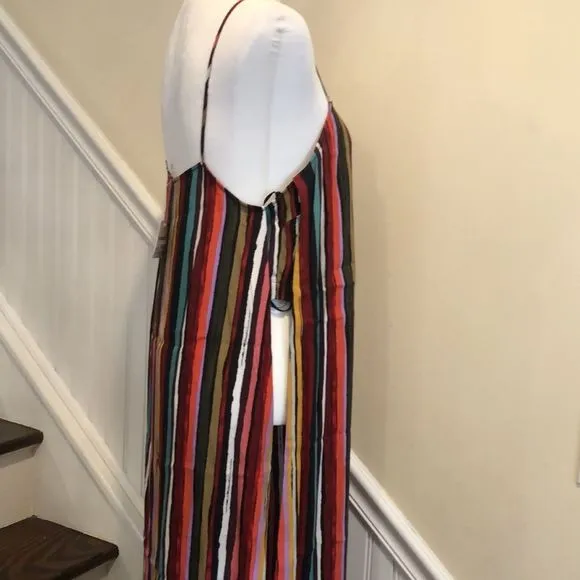 FREE PEOPLE Spaghetti Strap Rainbow Longline Tank W. Open Sides Sz Small NWT