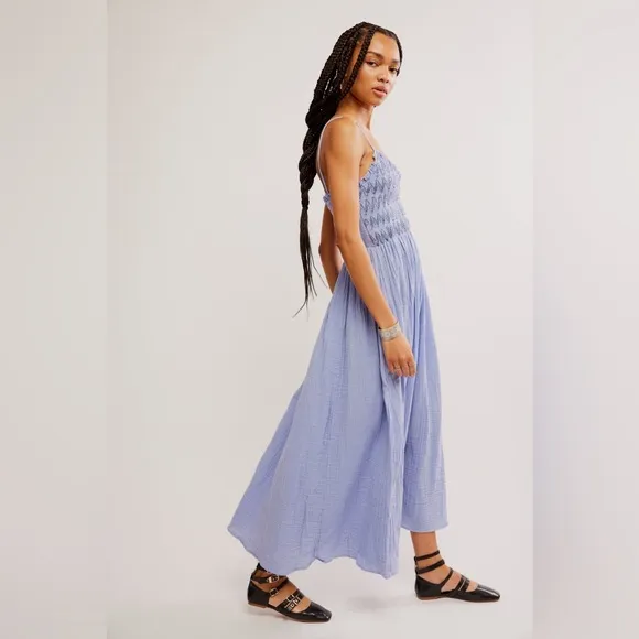 Free People Sweet Nothings Midi Dress, Blue Heron, Size X-Small, $168