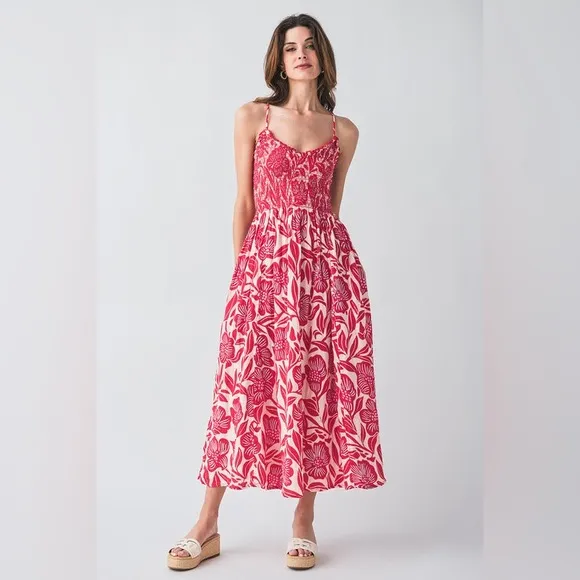 Free People Sweet Nothings Midi Dress in Gardenia Combo