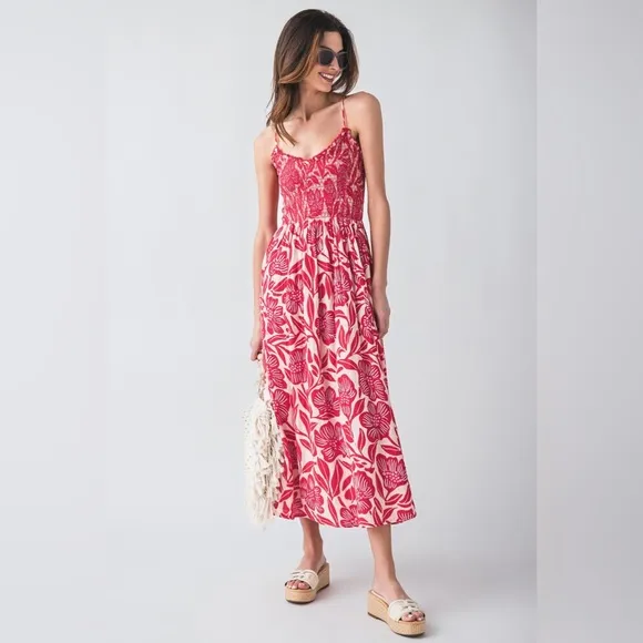 Free People Sweet Nothings Midi Dress in Gardenia Combo