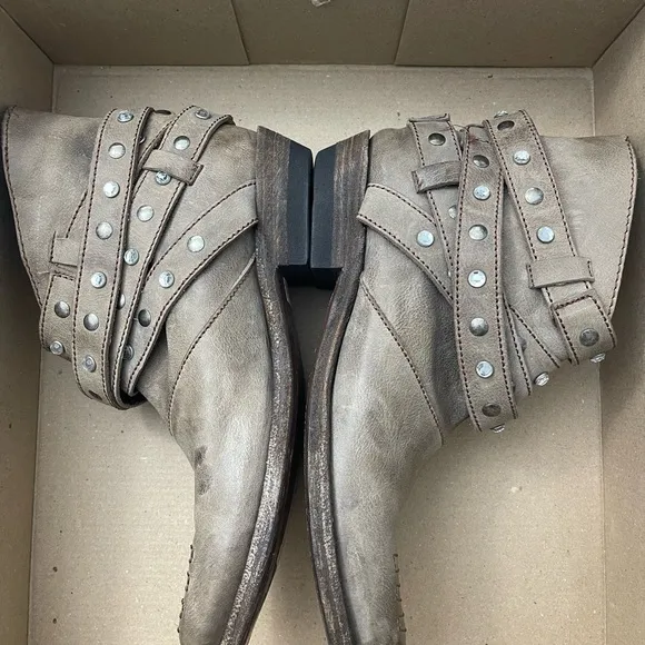 Freebird Tan Combat Moto Boots with Quilted Detailing