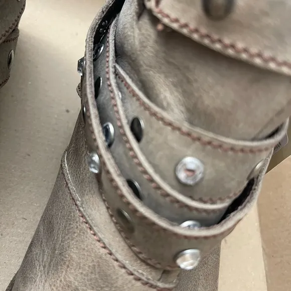 Freebird Tan Combat Moto Boots with Quilted Detailing