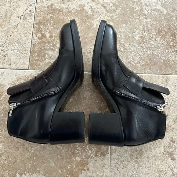 Freelance Paris Leather block heel loafers Ankle Boots