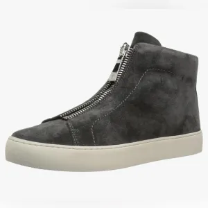 FRYE Lena Zip Suede High Fashion Sneaker Leather High Tops Comfort Silver Zipper