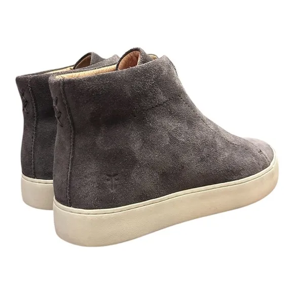 FRYE Lena Zip Suede High Fashion Sneaker Leather High Tops Comfort Silver Zipper