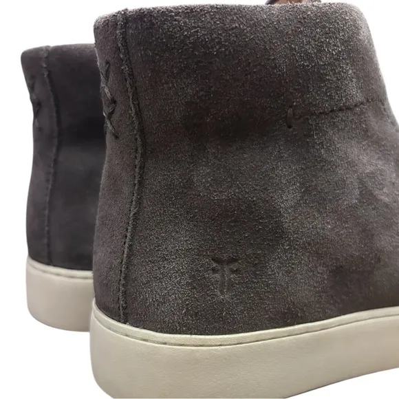 FRYE Lena Zip Suede High Fashion Sneaker Leather High Tops Comfort Silver Zipper