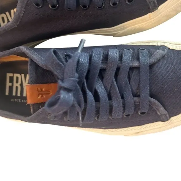 Frye Men's Canvas Sneakers Navy Blue Lace Up Size 9 Casual Shoes Spring Summer