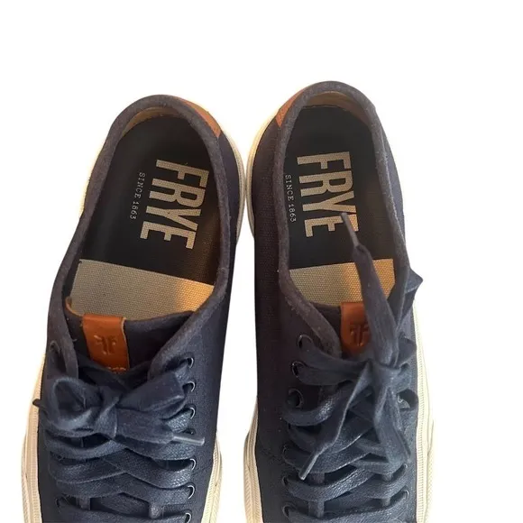 Frye Men's Canvas Sneakers Navy Blue Lace Up Size 9 Casual Shoes Spring Summer