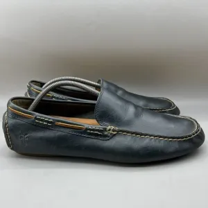 Frye West Driver Moccasins Men’s Size 10.5 Blue Leather Slip On Comfort Loafers
