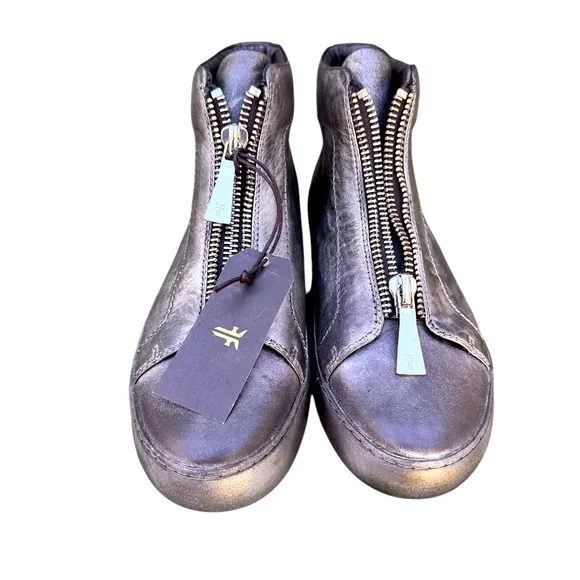 Frye Womens Lena Zip Hightop Fashion Sneakers In Black Metallic Size 9.5 — NWT