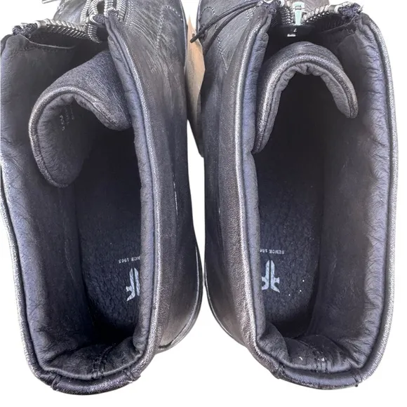 Frye Womens Lena Zip Hightop Fashion Sneakers In Black Metallic Size 9.5 — NWT