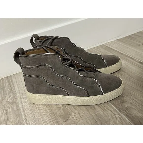 FRYE Womens Webster Zip High Fashion Sneakers Elephant Nubuck Size 6M US
