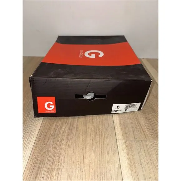 G By Guess Platform Womens 10 Combat Ankle Boots Brown Zipper ‎ 3 1/2&quot; Heel NIB