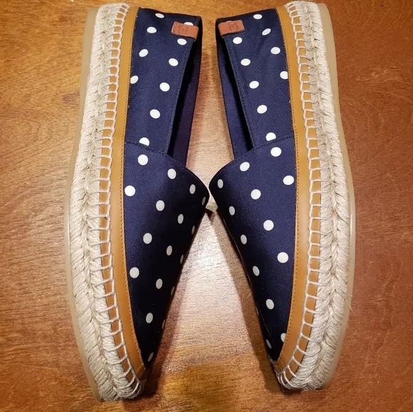 GABRIELA HEARST Alba Leather Trim Polka-Dot Satin Espadrilles Blue/White Sz: 6