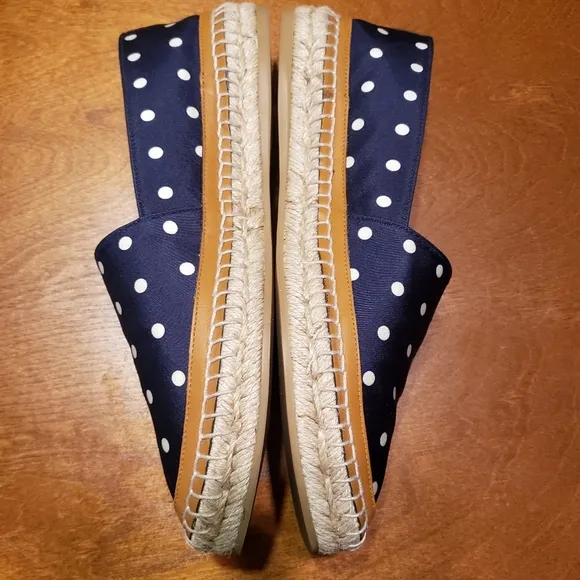 GABRIELA HEARST Alba Leather Trim Polka-Dot Satin Espadrilles Blue/White Sz: 6