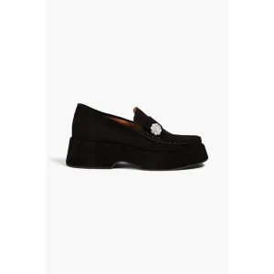 Ganni 'Crystal-Embellished' Black Crystal Embellished Suede Leather Platform