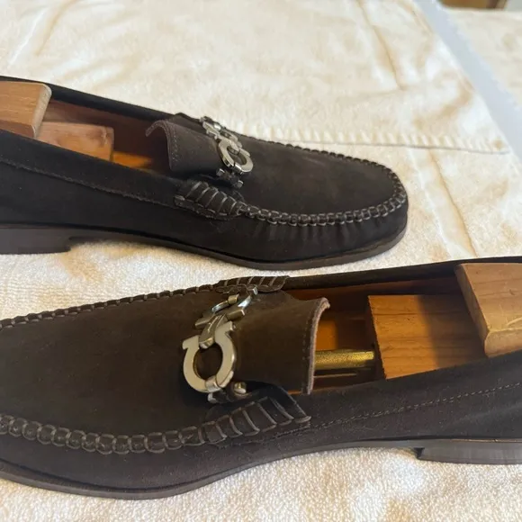 Gently Worn Salvatore Ferragamo Brown Suede Loafers Slip-Ons