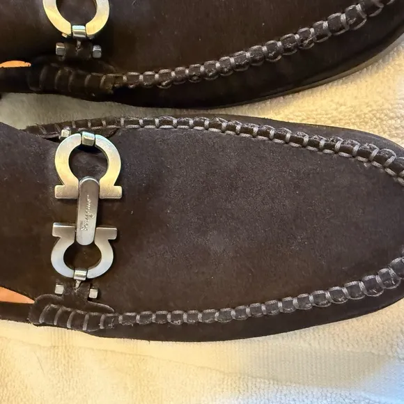 Gently Worn Salvatore Ferragamo Brown Suede Loafers Slip-Ons