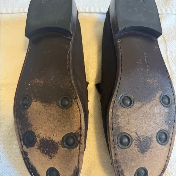 Gently Worn Salvatore Ferragamo Brown Suede Loafers Slip-Ons