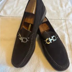 Gently Worn Salvatore Ferragamo Brown Suede Loafers Slip-Ons