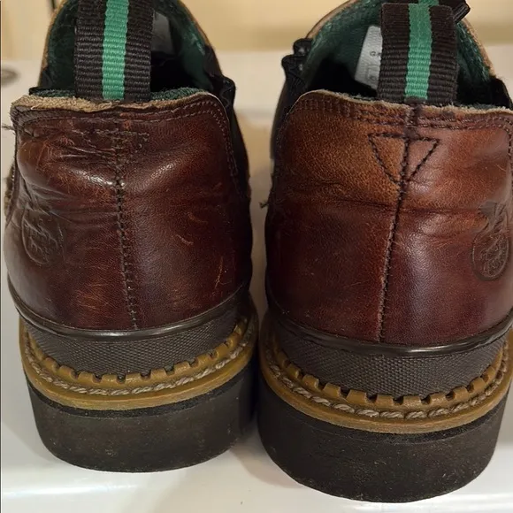 Georgia Boot Brown Leather Slip-On Loafers with Elastic Panels