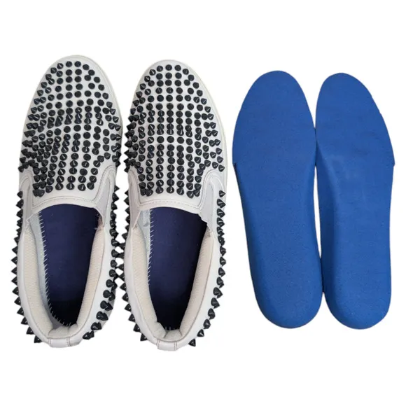 G/Fore G4 Stud Street Slip On White Black Spiked Leather Sneaker Womens 9.5