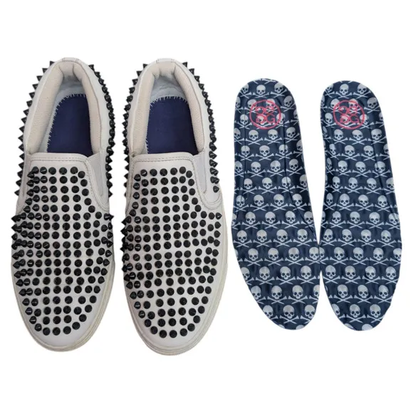 G/Fore G4 Stud Street Slip On White Black Spiked Leather Sneaker Womens 9.5