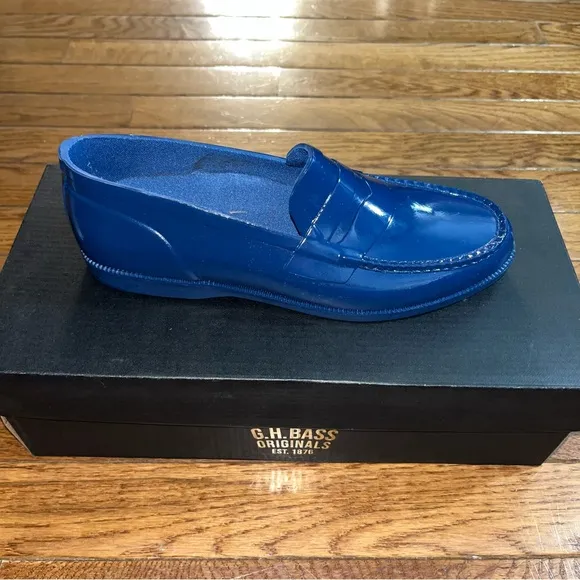 G.H. Bass Original’s Whitney Rubber Waterproof Loafers Navy Women’s Size 6 Rain