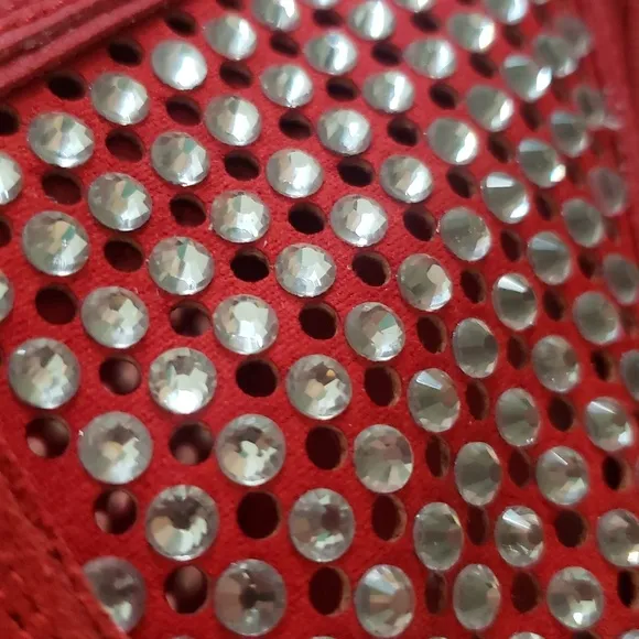 Gianni Bini 10 Red Evie Bling Rhinestone Leather High Top Fashion Sneakers