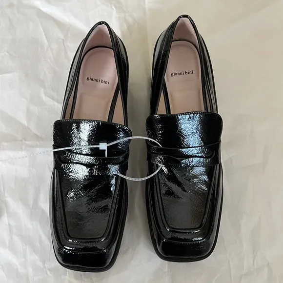 Gianni BiniAvivaTwo Patent Lug Sole Platform Loafers.