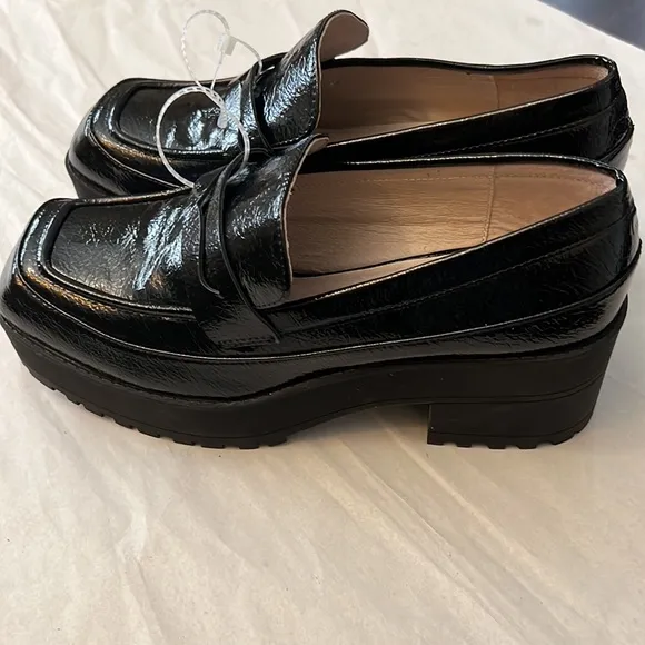 Gianni BiniAvivaTwo Patent Lug Sole Platform Loafers.