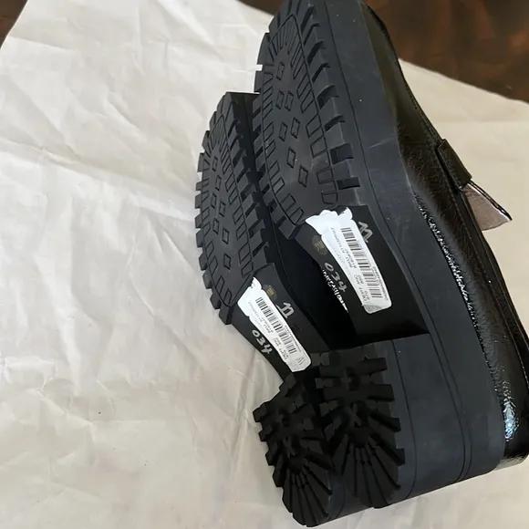 Gianni BiniAvivaTwo Patent Lug Sole Platform Loafers.