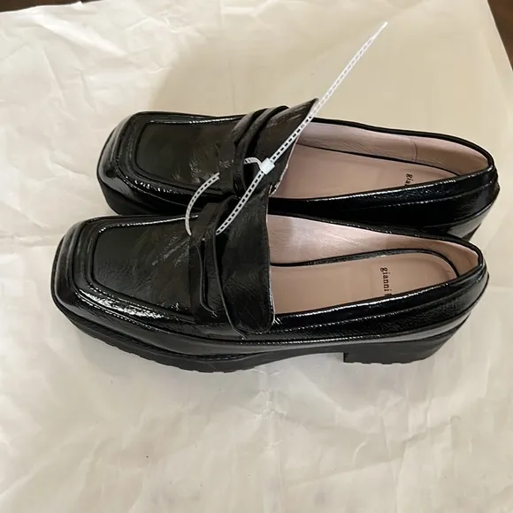 Gianni BiniAvivaTwo Patent Lug Sole Platform Loafers.