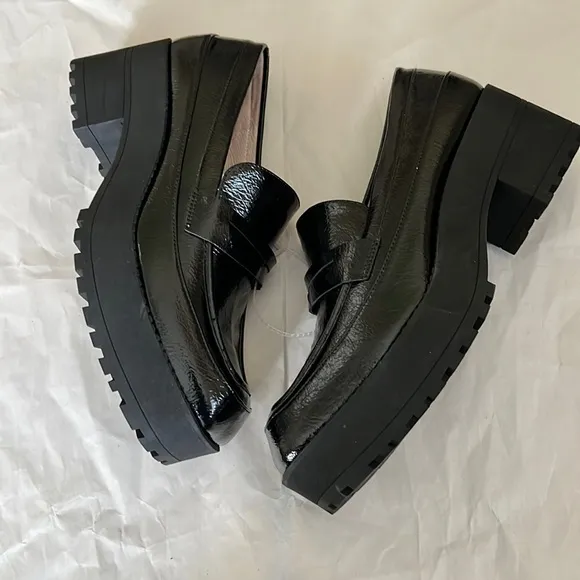 Gianni BiniAvivaTwo Patent Lug Sole Platform Loafers.