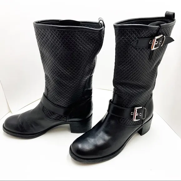 {Gianvito Rossi} Black Quilted Leather Biker Boots