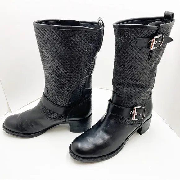 {Gianvito Rossi} Black Quilted Leather Biker Boots