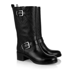 {Gianvito Rossi} Black Quilted Leather Biker Boots