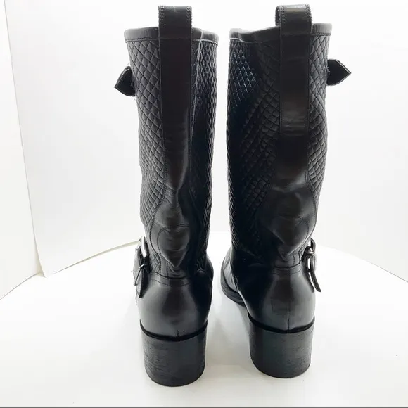 {Gianvito Rossi} Black Quilted Leather Biker Boots