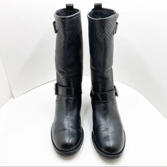 {Gianvito Rossi} Black Quilted Leather Biker Boots