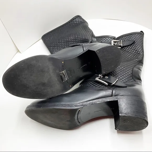 {Gianvito Rossi} Black Quilted Leather Biker Boots