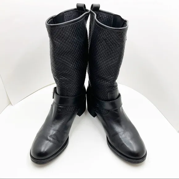 {Gianvito Rossi} Black Quilted Leather Biker Boots