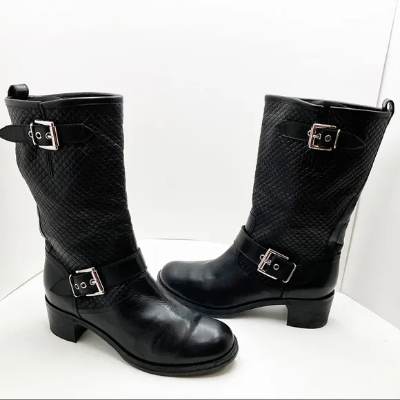 {Gianvito Rossi} Black Quilted Leather Biker Boots