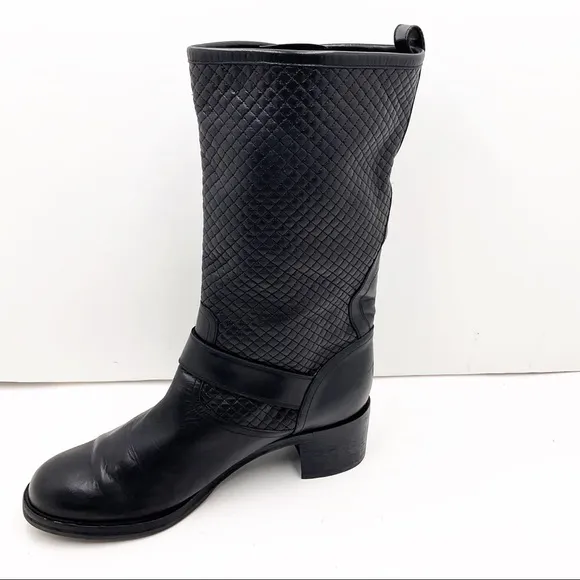 {Gianvito Rossi} Black Quilted Leather Biker Boots