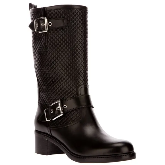 {Gianvito Rossi} Black Quilted Leather Biker Boots
