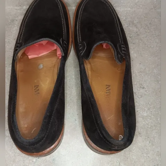 Giorgio Armani Slip-On Dress Shoes Dark Brown Suede Leather Men's Size 42 / US 9