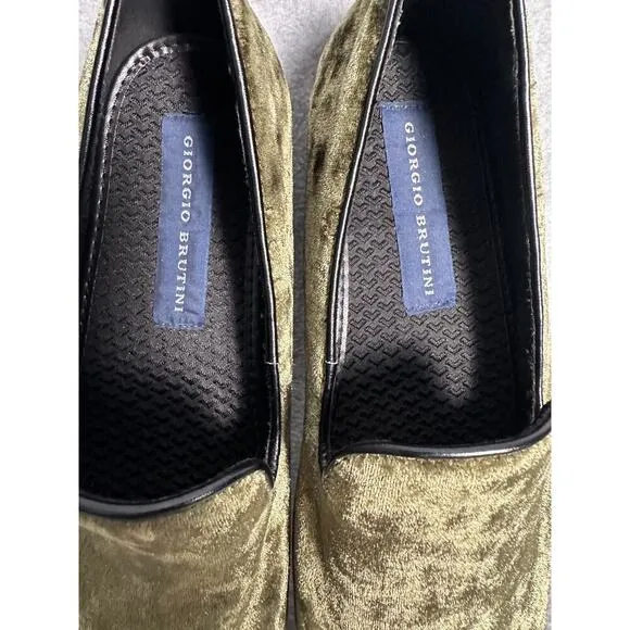 Giorgio Brutini Men's Size 9 Green Velvet Slip On Loafers comfort funky velvet