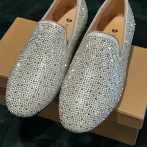 Glamorous Silver Rhinestone Loafers