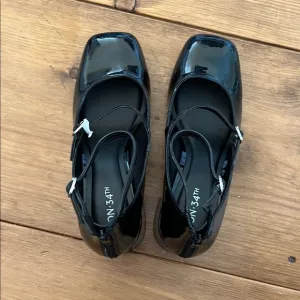 Glossy Patent Leather chunky heel Black Mary Jane square toe shoes
