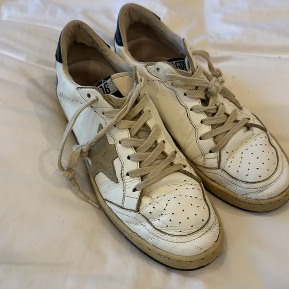 Golden Goose White and Black Low-Top Sneakers