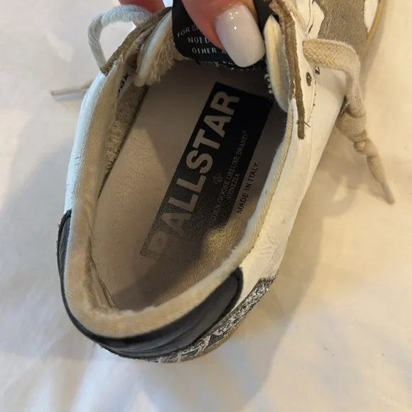 Golden Goose White and Black Low-Top Sneakers